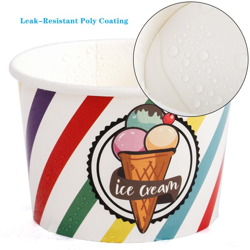 DEAYOU 240 Pack Paper Ice Cream Cups, 8 oz Disposable Dessert Bowls, Treat Cups for Sundae, Parfaits, Frozen Yogurt, Soup, Snack, Party Supplies, Colorful Stripes, 6 Styles - Image 5